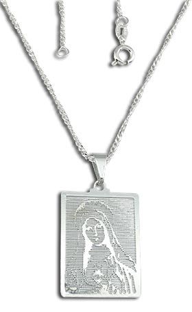 Gargantilha e medalha folheadas a prata. G1035 P